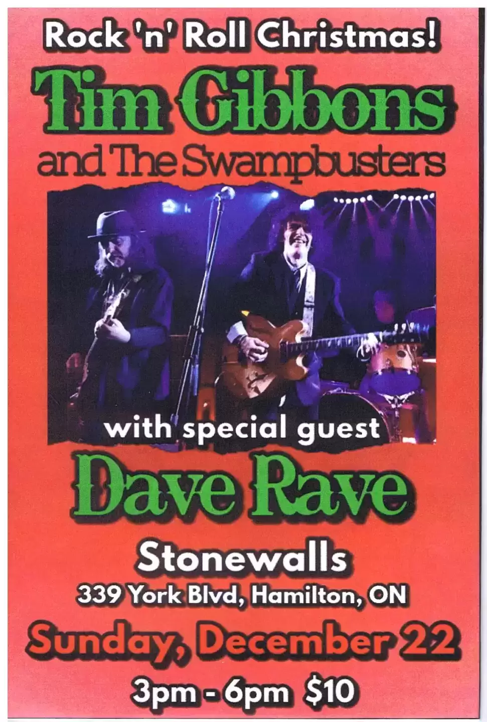 Rock and Roll Christmas show poster, Stonewalls, Hamilton