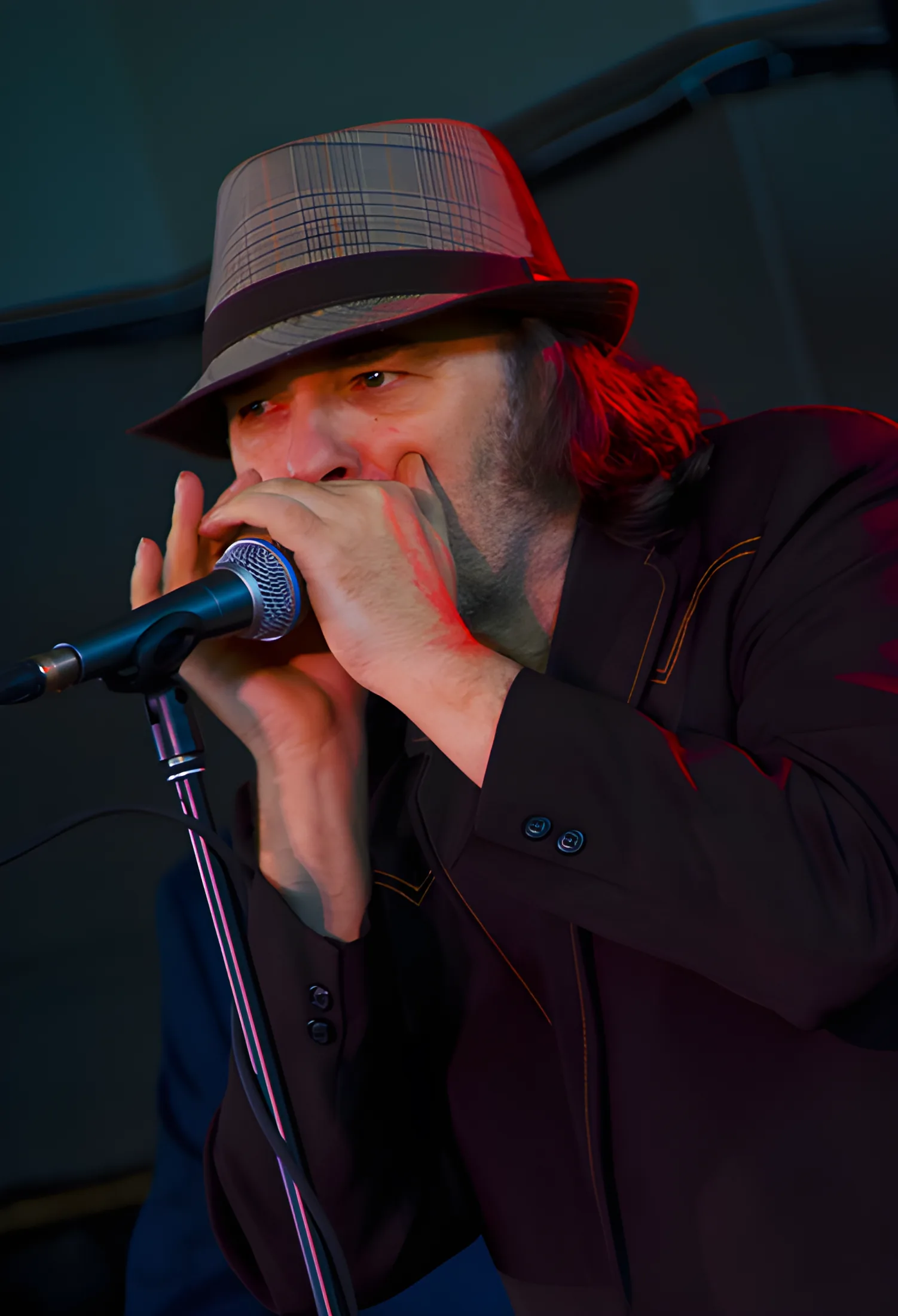 Tim Gibbons playing harmonica